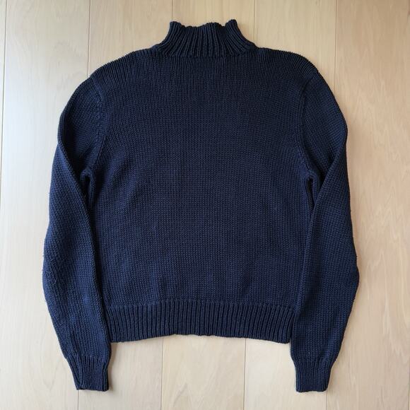 Vintage Polo Ralph Lauren Sweater Large Navy Knit Pullover Turtleneck 90s RRL - Picture 7 of 8